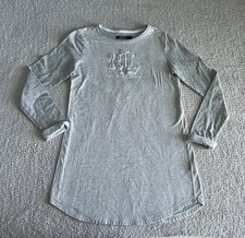 Ralph Lauren LRL Sleep Shirt Nightgown Women s Sz Small Gray Long Sleeve Flaw