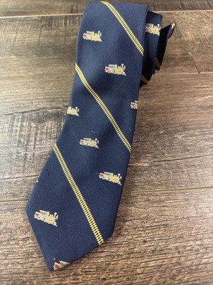 Smithsonian Institution Locomotive Train Necktie Prince Consort Navy Vintage