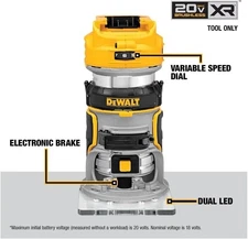 DEWALT 20V Max XR Cordless Router, Brushless, Tool Only (DCW600B)