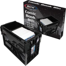 BCW Short Comic Book Bin Heavy Duty Stackable Plastic Box Holds 150 Bagged BCW