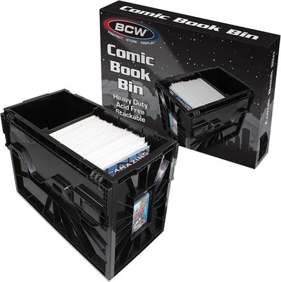 BCW Short Comic Book Bin Heavy Duty Stackable Plastic Box Holds 150 Bagged BCW