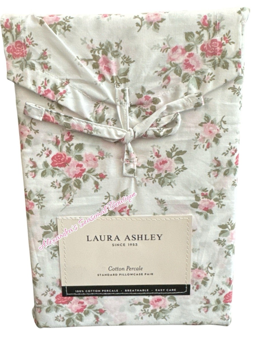 Laura Ashley Floral Leanna Rose Pink , 2 Pillowcase 100% Cotton