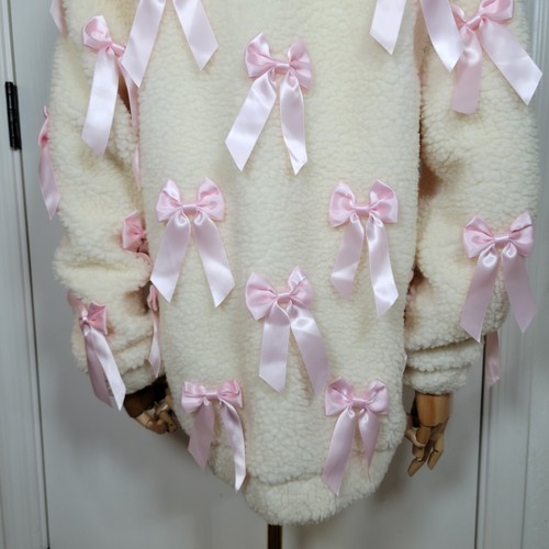 Dolls Kill Sugar Thrillz Pinky Promise Oversized Bow Sherpa Hoodie XXS Kawaii - Picture 8 of 11