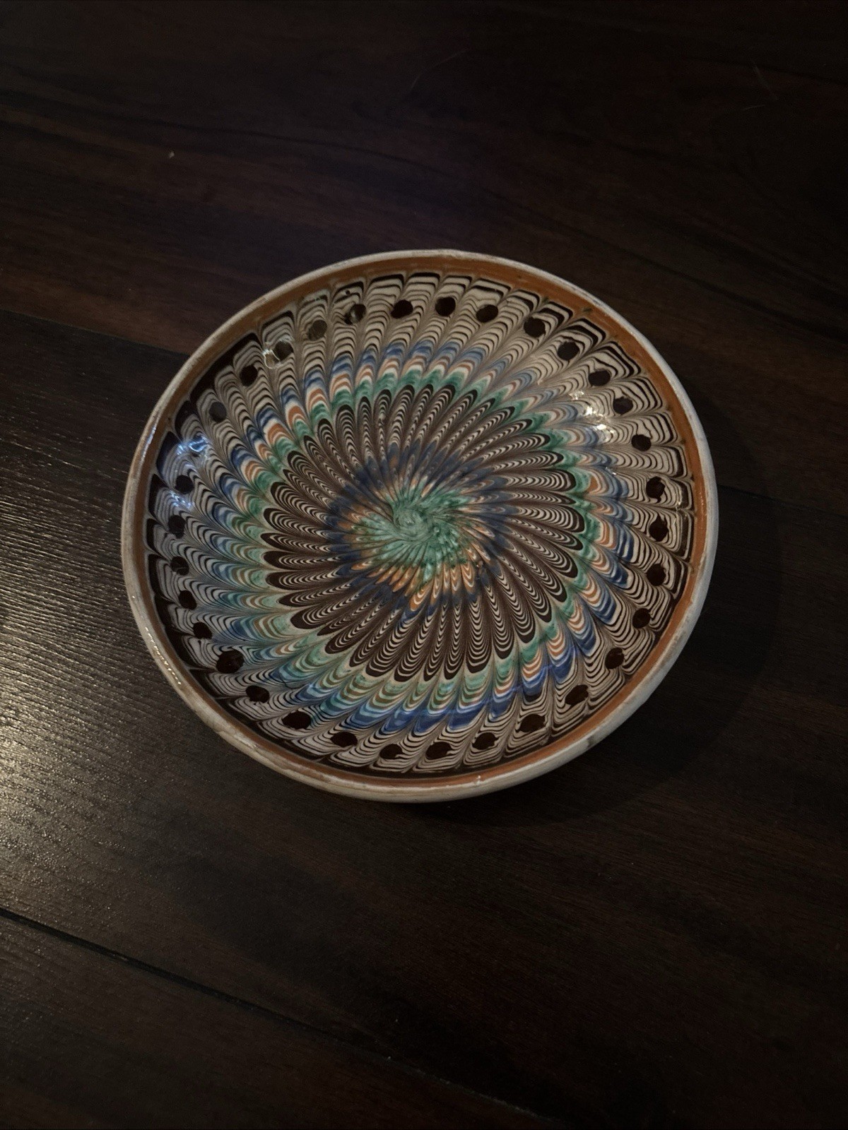 Romanian Horezu Ceramic Dish Clay Decorative Plate Handmade Pottery 7”