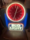 Vintage Bud Light Beer Lighted Clock Bar Sign Lights Work, Clock Is Not Working