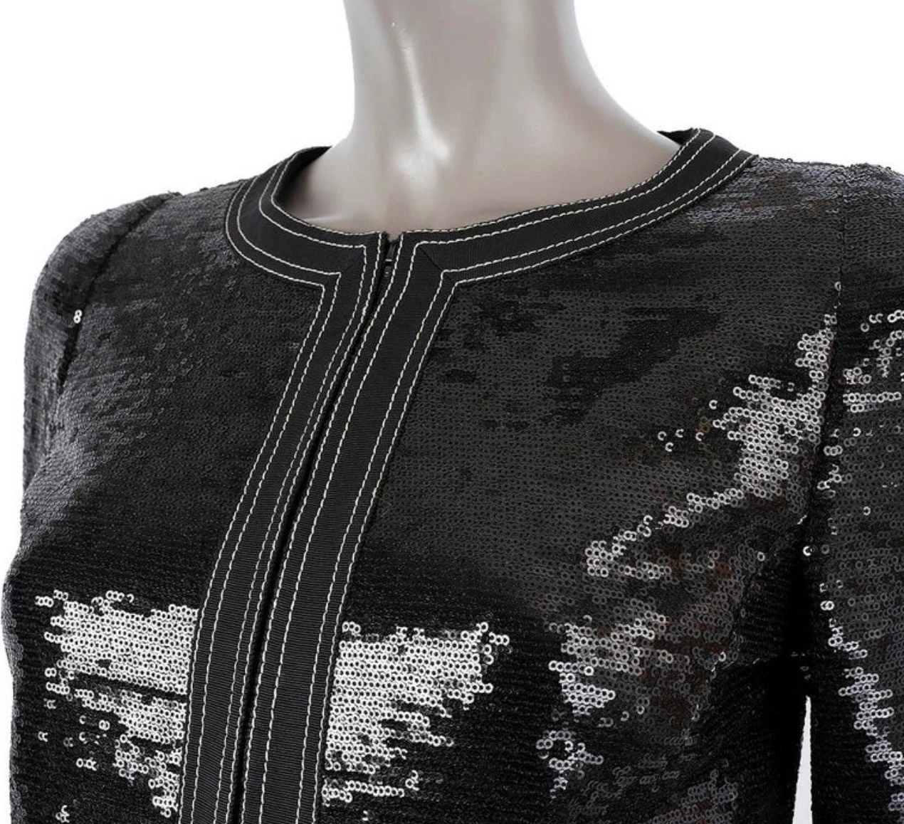 Giacca da sera corta Chanel vintage 2013 nera paillettes 34 36 2 4 cappotto top 13 S XS