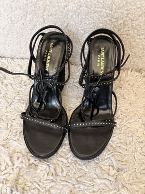 Saint Laurent Cassandra / Opyum Wedge Sandalen   Original   Schwarz   Gr. 38