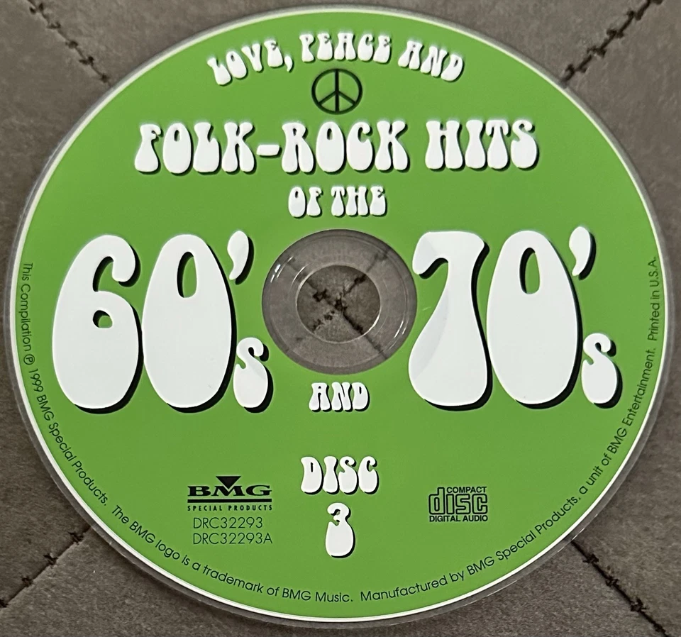 Love, Peace and Folk-Rock Hits of the 60’s & 70’s (CD, 3 Discs, 1999, BMG) Foto 4 de 4