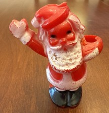 Vtg 60s Red Hard Plastic Santa Candy Holder Christmas Decoration Holiday 3.5