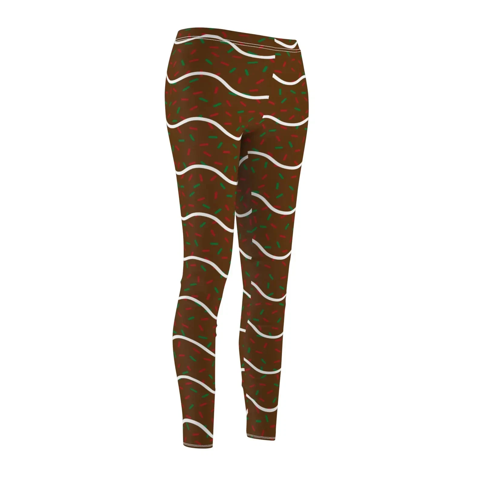 Stretchy Christmas Tree Chocolate Leggings Women Holiday Xmas Printed Pants