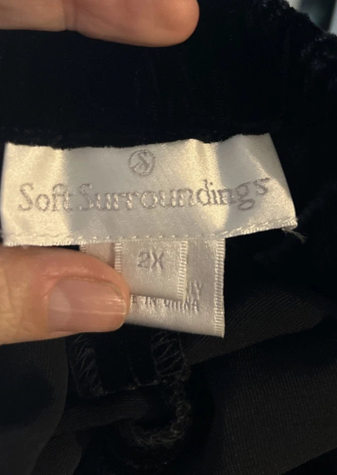 Soft Surroundings Velvet Wide Leg Silk Blend Pants Plus Size 2X Flowy Black - Image 3 of 4