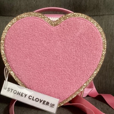 NWT Stoney Clover Lane Pink Gold Textured Heart Shaped Back Pack - Image 1 of 4