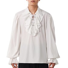 Men's Renaissance Pirate Ruffle Shirt Gothic Steampunk Colonial Poet Costume