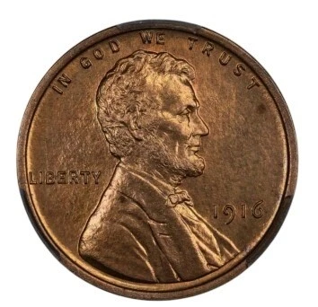 1916 1C Lincoln Cent - Type 1 Wheat Reverse CACG PR65RB (CAC)