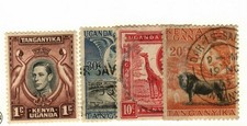 Kenya, Uganda & Tanganyika #66 MH, 102, 104, 107 used  Lion, giraffe