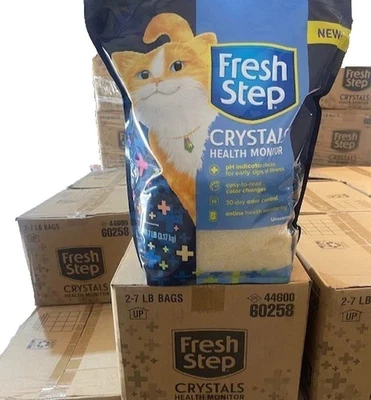 2 bags Fresh Step Crystals Health Monitor Cat Litter Unscented 7 lb ea 14 Total
