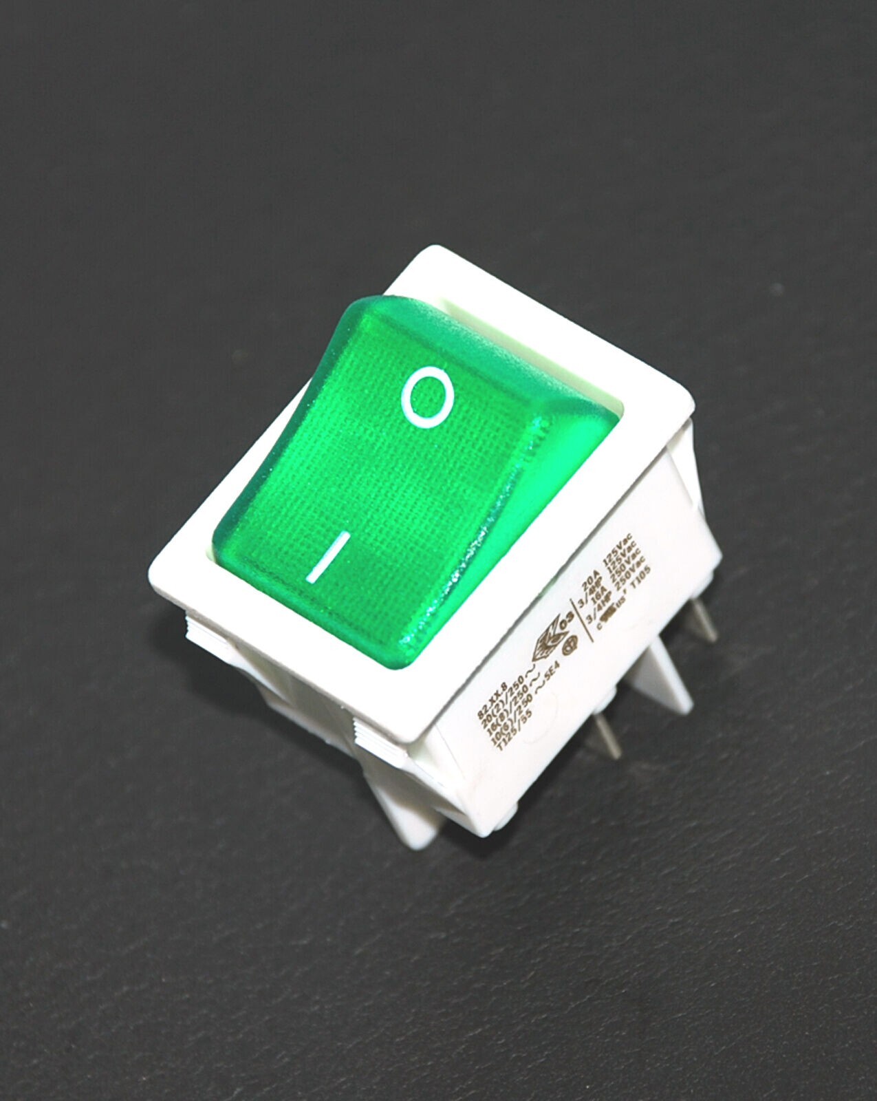 2pc EVEREL Rocker Switch SX82 82.xx.8 4P 20A 125VAC 16A 250VAC Green ...