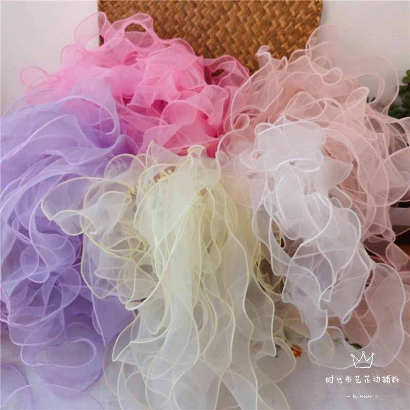 Ruffles Organza Edging Bias Edge Tulle Voile Trimming Mesh Ribbon 5 Meters Craft - Image 2 of 4