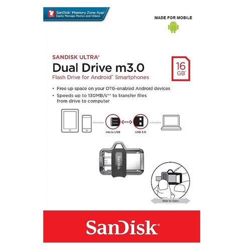 SanDisk 16GB 32GB 64GB USB 3.0 M3.0 OTG Flash Drive Memory Stick Android Device - Picture 5 of 7