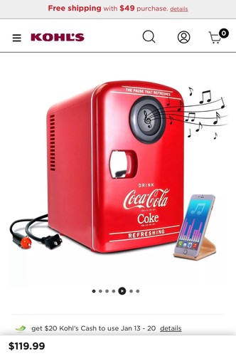 Coca-Cola 6-Can Mini Fridge Cooler/Warmer with Bluetooth Speaker NIB - Picture 8 of 9