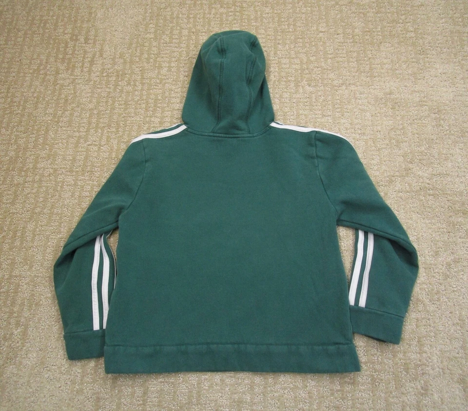 Moletom Adidas com capuz masculino verde médio juvenil infantil canguru bolso pulôver - Imagem 3 de 4
