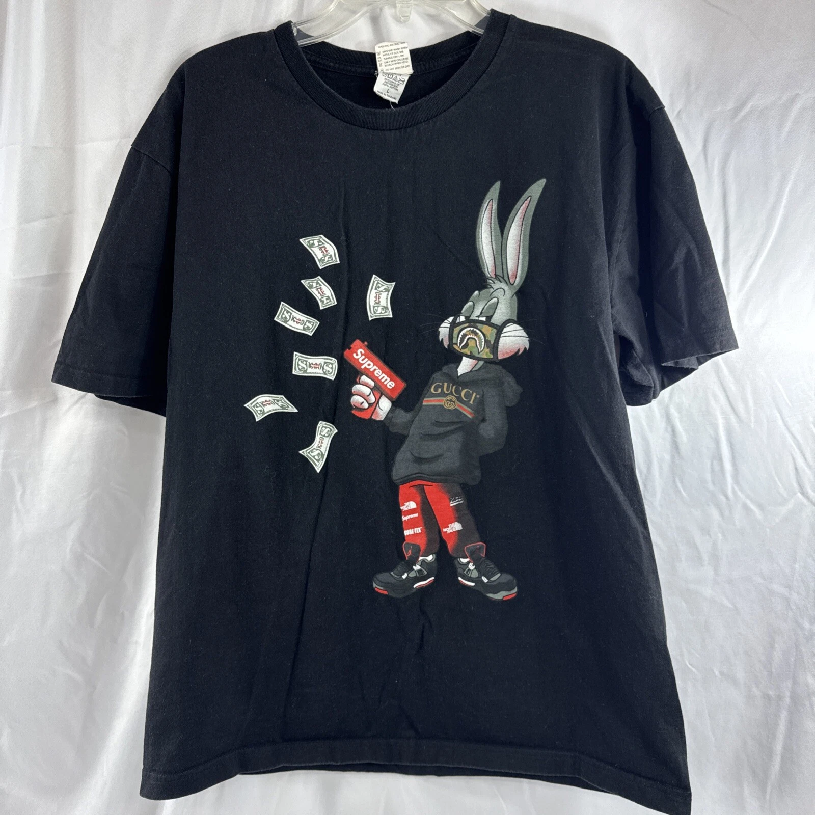 Tshirt Supreme Double Point Bugs Bunny Looney Tunes Hustle Money Medium L