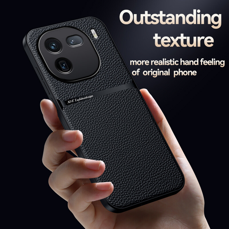 For vivo iQOO 12 Pro, Magnetic Anti-Slip Rubber Leather Fell Soft Case Cover