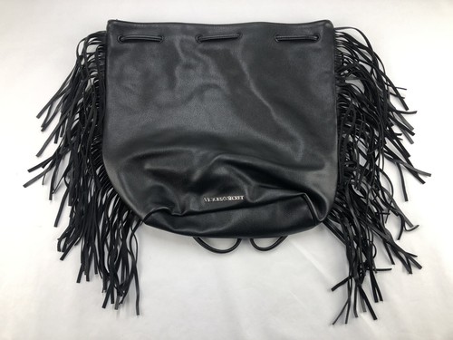 Bolso/mochila con flecos de cuero sintético negro Secret | eBay