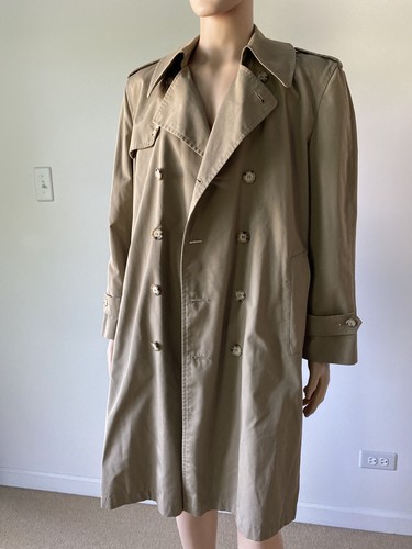 Vintage Beige Trenchcoat Zweireiher Knopfverschluss Maschinenwäsche Herren 40 R - Bild 10 von 12