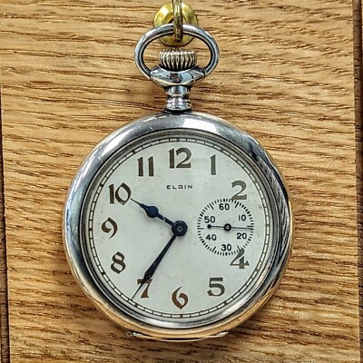 1919 ELGIN Pocket Watch 12s Openface Grade 301 7 Jewels 925