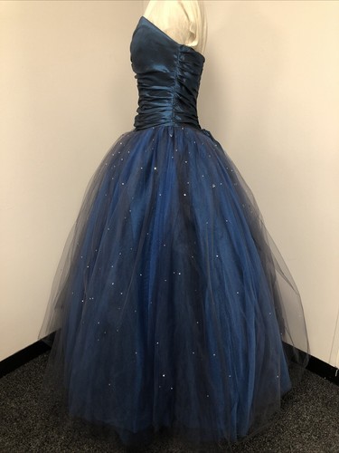 Signature Collection Ball Gown Prom Dress Petrol Blue Taffeta/Tulle, Boned, UK10 - Picture 8 of 18
