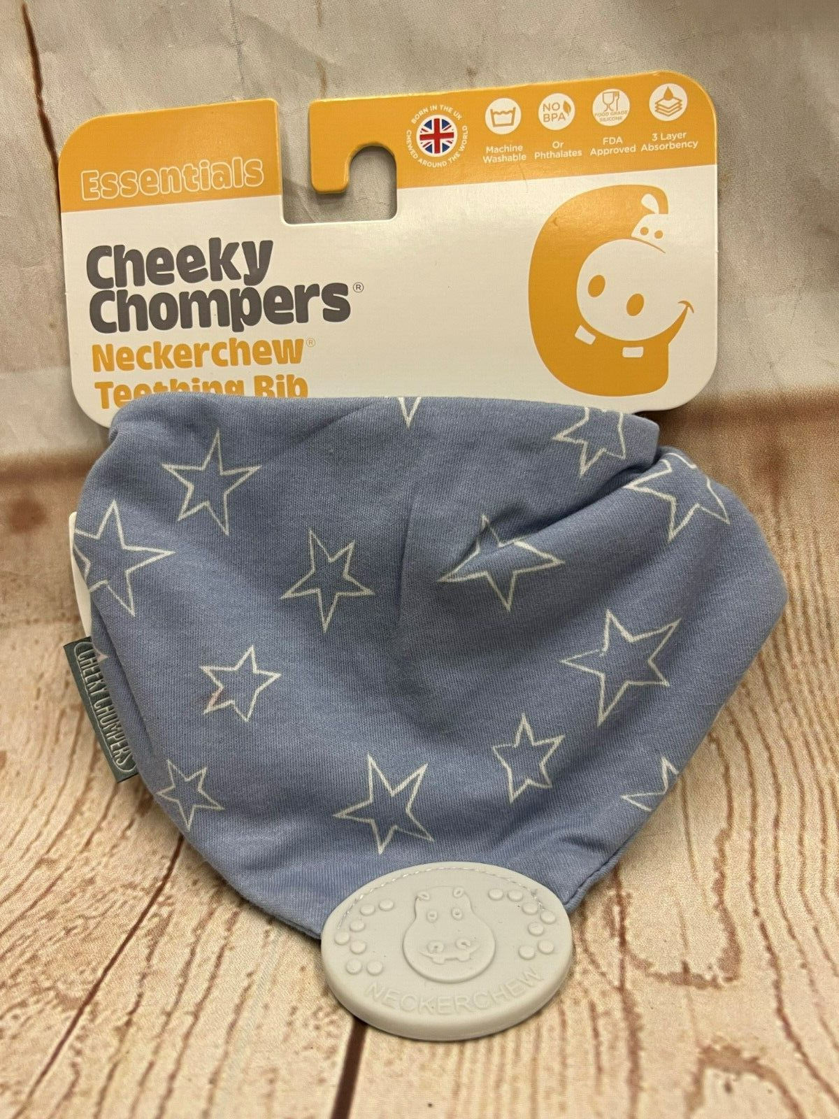 Cheeky Chompers Teething Dribble Bib Neckerchew Teether - Stars