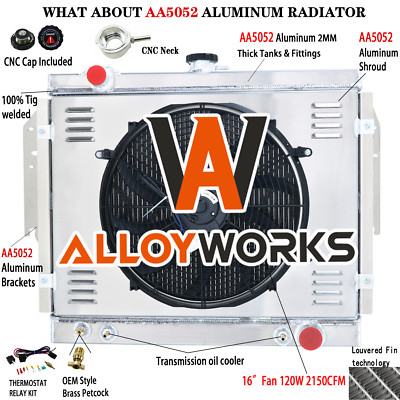 4 ROW RADIATOR+SHROUD+FAN FIT 1979-1993 DODGE D&W RAMCHARGER 100/150/250/350 V8