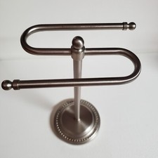 Towel Rack 2 Arms Brushed Chrome 12" Tall, Non Felt Bottom Base Used