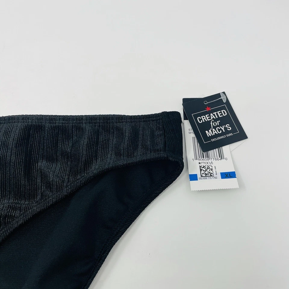 California Waves Juniors Size XL Ribbed Hipster Bikini Swim Bottoms Black 1143 - Image 3 of 4