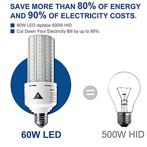 500W Equivalent LED Corn Light Bulb 7500 Lumen Led Bulbs 60W Super
