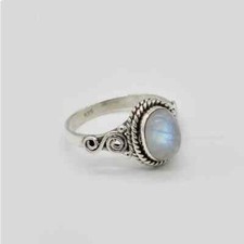 Moonstone Solid 925 Sterling Silver Statement Handmade Women Ring All Size M1184