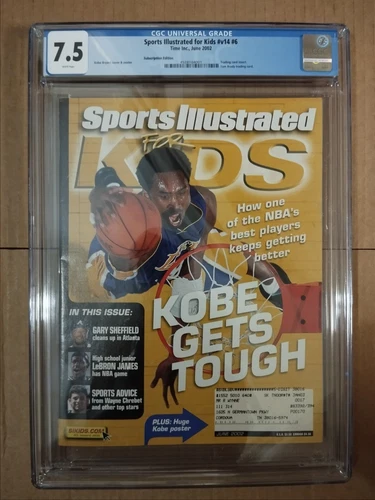 KOBE BRYANT RARE SPORTS ILLUSTRATED FOR KIDS v14 #6 June 2002 GRADED CGC 7.5
