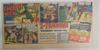 Wildroot Hair Tonic Ad: Charlie Wild Private Detective! from 1950's 7  x 15 inch