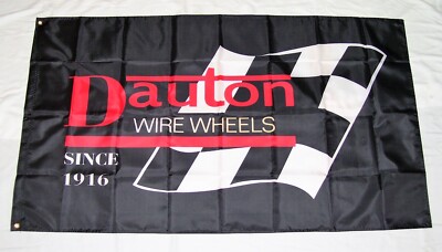DAYTON WIRE WHEELS 3'X5' FLAG BANNER MAN CAVE SHOP GARAGE MG JAGUAR ASTON MARTIN