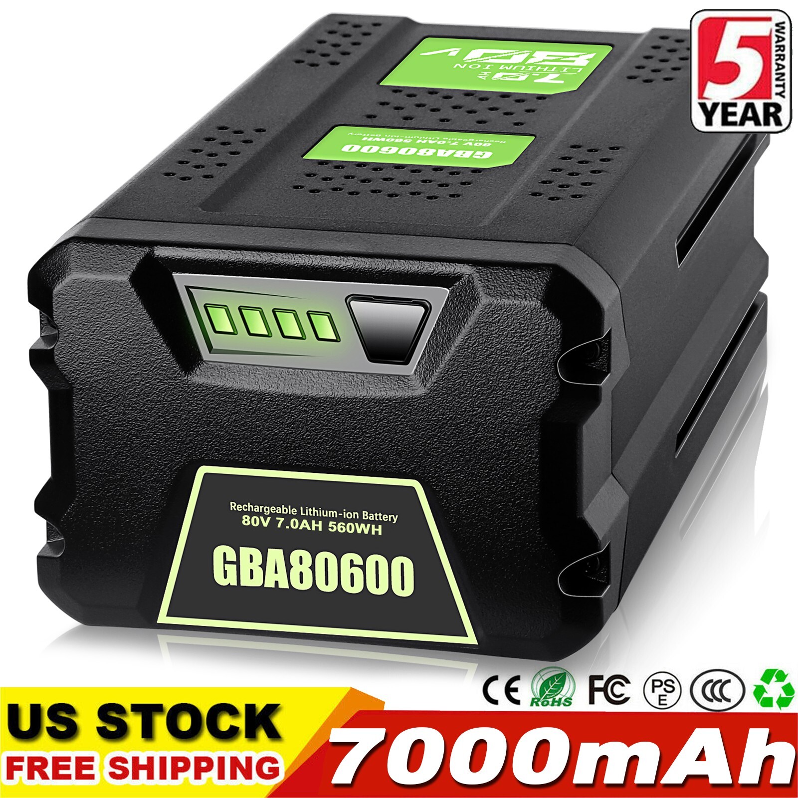 For Greenworks 80V 7 Ah Battery GBA80600 GBA80400 GBA80500 Cordless Power Tools