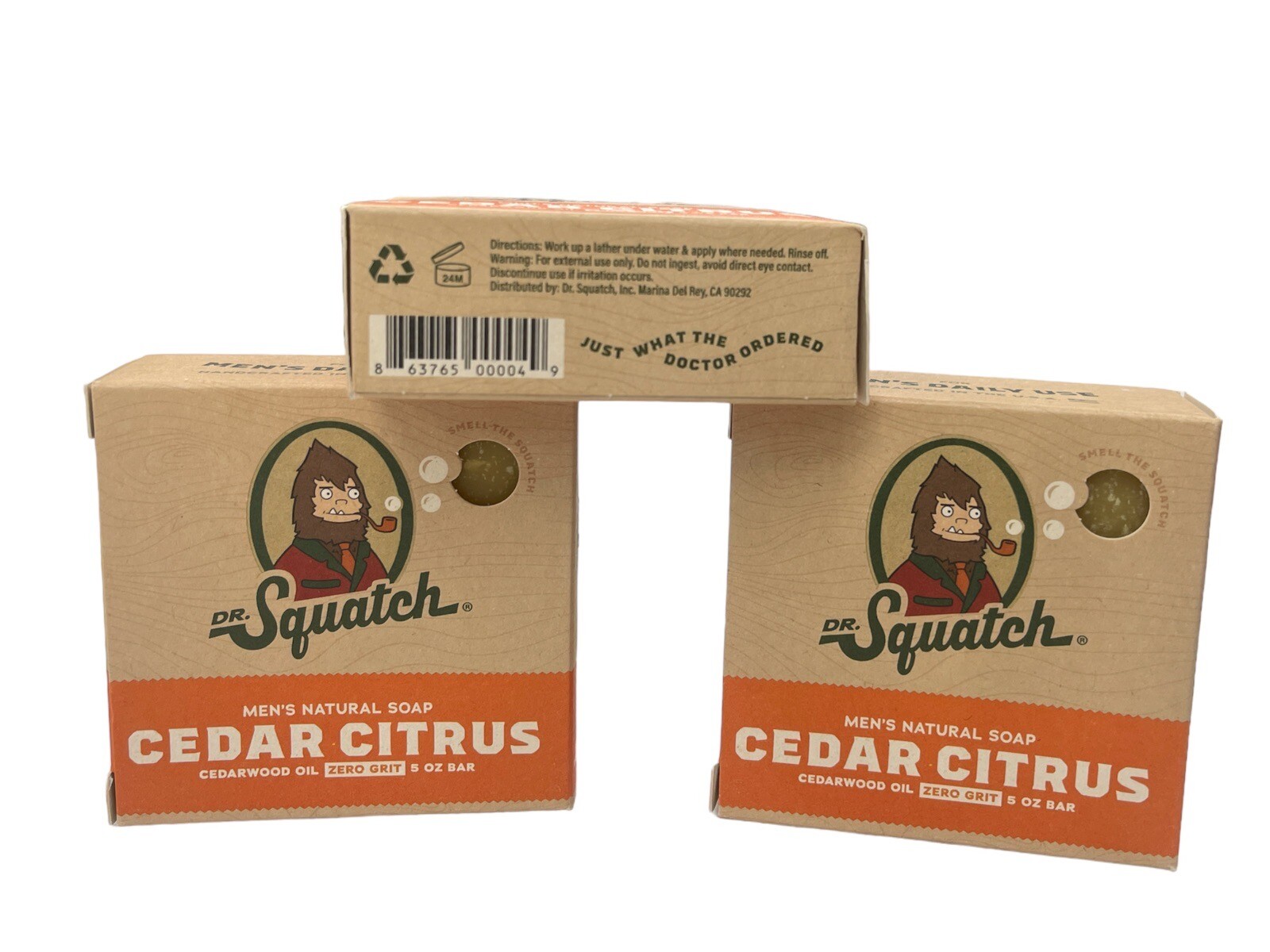 3 Pack Dr. Squatch Cedar Citrus Soap Bars Zero Grit Exfoliating w
