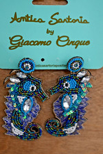 ANTICA SARTORIA SEA HORSE BEADED PIERCED EARRINGS NWT
