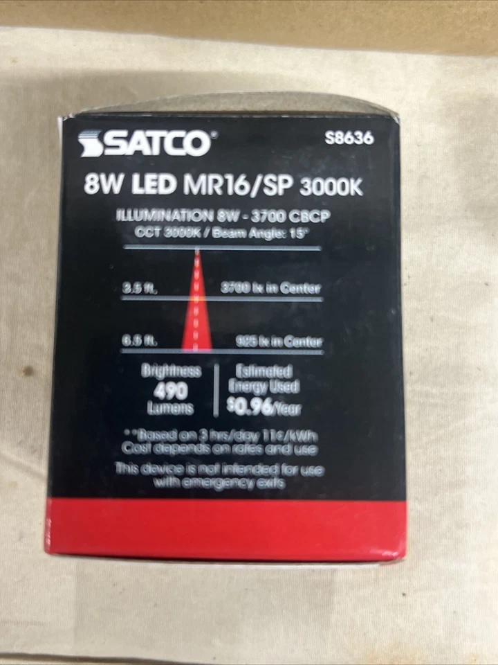 12-8W GU5.3 Base 15 Degree Beam Spread Lightning Fixture 12V AC/DC - SATCO-S8636 - Image 4 of 4