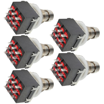 5 X 3PDT 9-pin Guitar Effects Stomp Switch Pedal Box Foot Metal True Bypass AT
