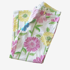 Lilly Pulitzer Floral Crop Pants 4 Vtg White Label Rhinestones Spring Tropical