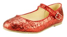 Dancing Party Girl's Glitter Sparkling Ballet Dress Mary Jane Shoes Red, Silver