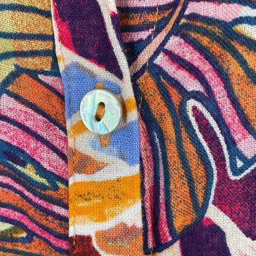 C&C California Womens Beachy Linen Shirt Dress Size L Button Up Tropical Floral - Picture 4 of 13