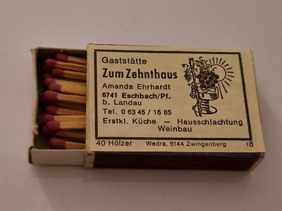 Streichholzschachtel, Gaststätte, Zum Zehnthaus, 6741 Eschbach / Pf. b. Landau