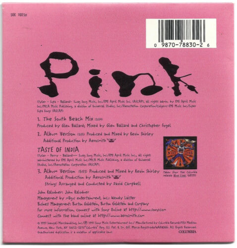 Aerosmith "Pink" Maxi-Single 3-Trax CD South Beach Mix Taste Of India Nine Lives - Foto 3 di 3